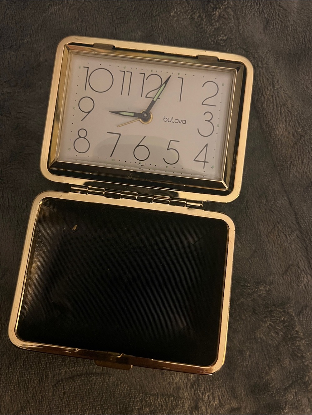 Vintage Bulova Travel Wind Up  Alarm Clock Case Made in Japan Clamshell
